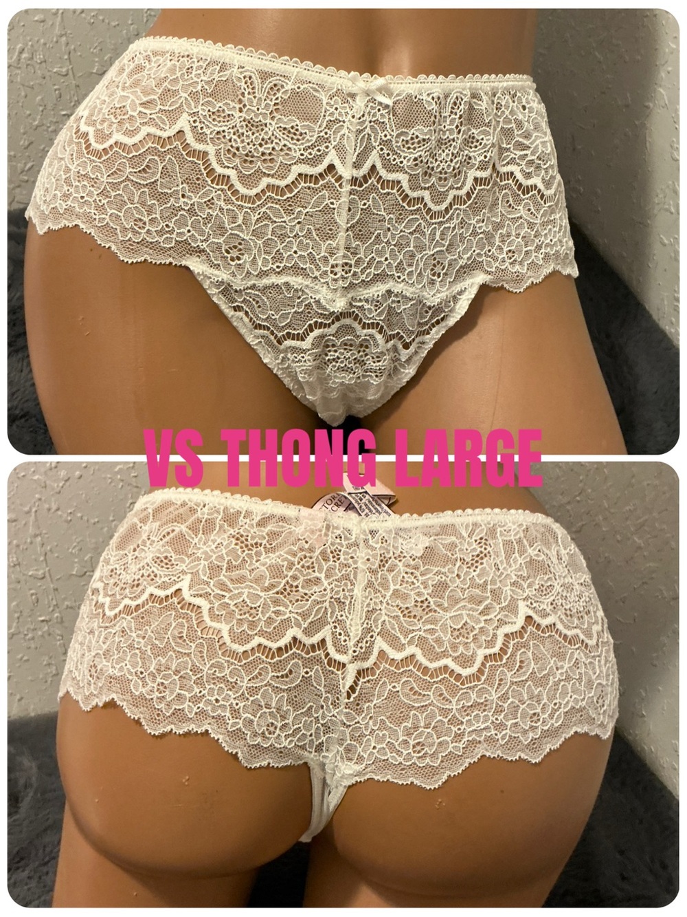 Victoria's Secret Cream Lace Cheeky Thong